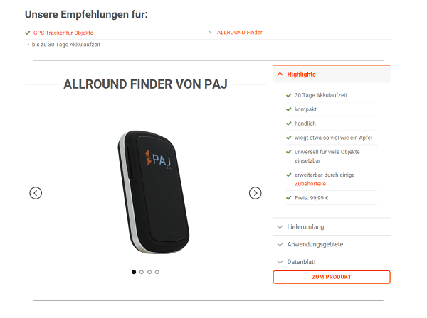 Online Kaufberatung PAJ - Kaufempfehlung Beispiel