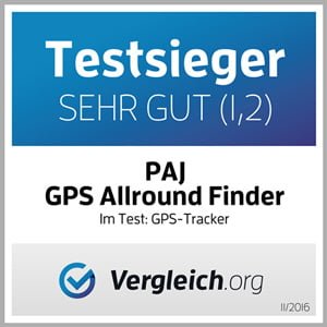 PAJ GPS Allround Finder Testsieger mit 1,2 sehr gut bei Vergleich.org (Siegel)