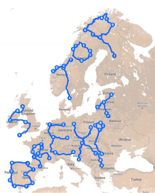 Satellitenmalerei auf einer Europakarte