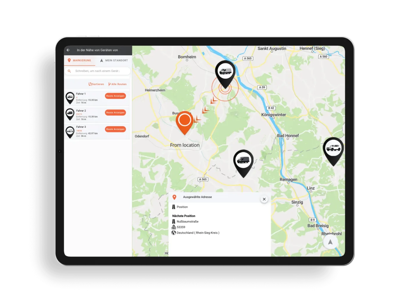 Flottenmanagement einfach gemacht danke der Finder Portal App und das Fahrtenbuch