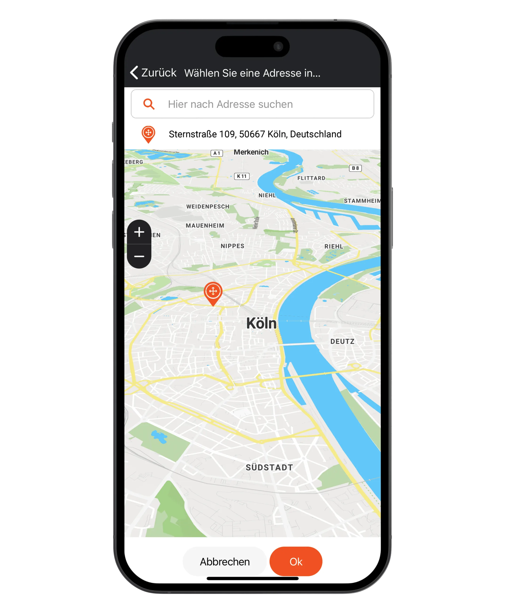 Mockup Handy Fahrtenbuch Streckenanpassung Routen GPS Tracker PAJ GPS