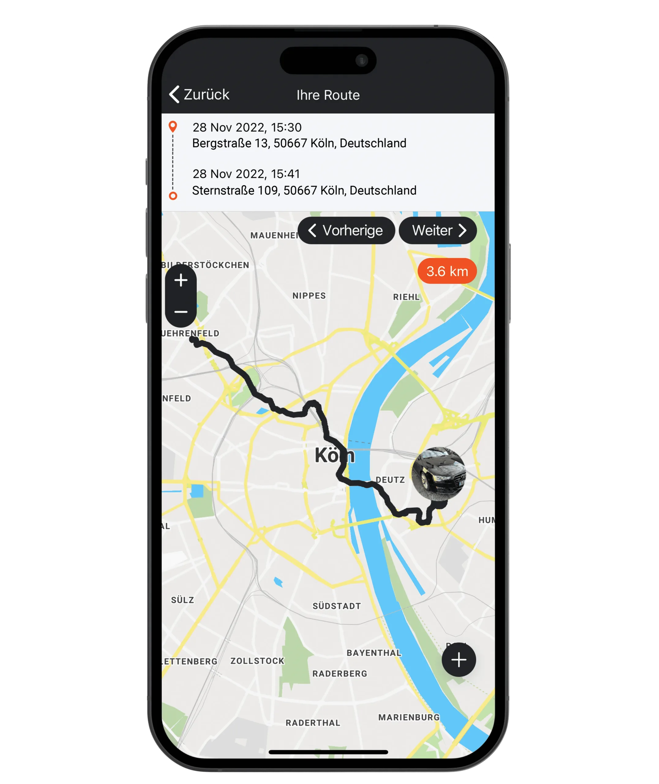 Mockup Handy Fahrtenbuch Streckenaufzeichnung GPS Tracker PAJ GPS