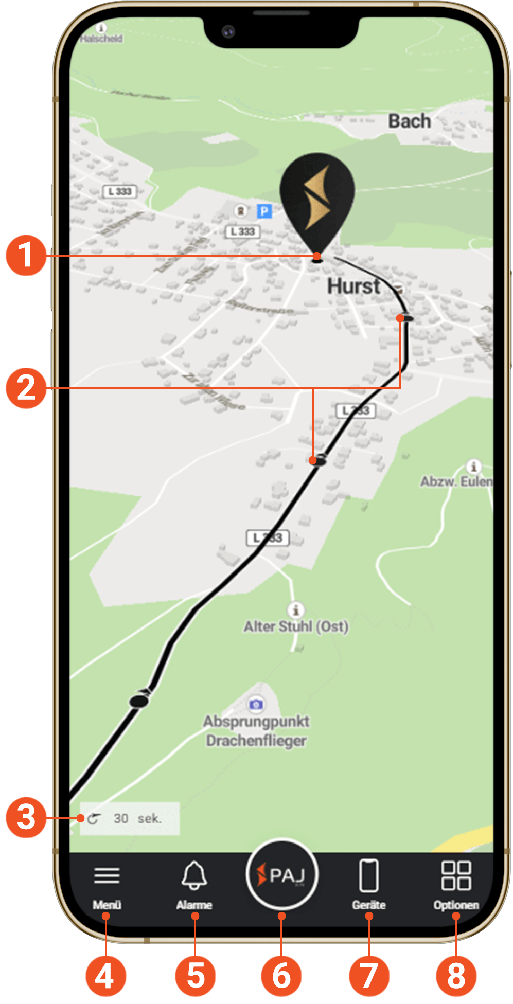 Screenshot Hauptansicht Handy FINDER Portal V2