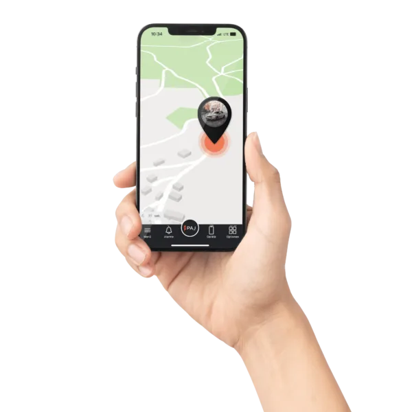 Mockup Smartphone in Hand mit FINDER Portal App von PAJ GPS