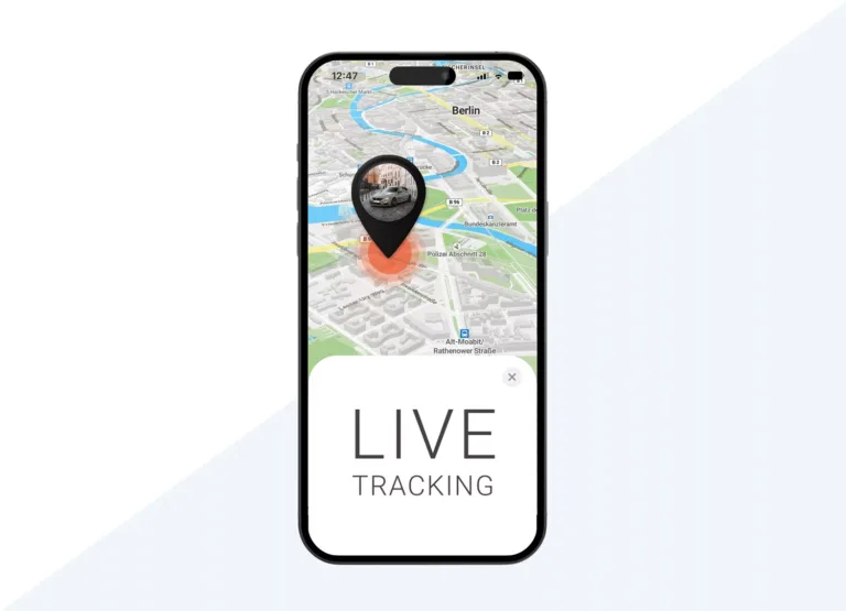 Smartphone Mockup mit Live Tracking im FINDER Portal
