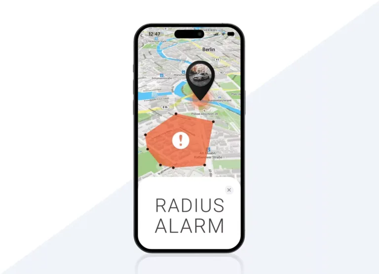 Smartphone Mockup mit Radius Alarm von PAJ GPS