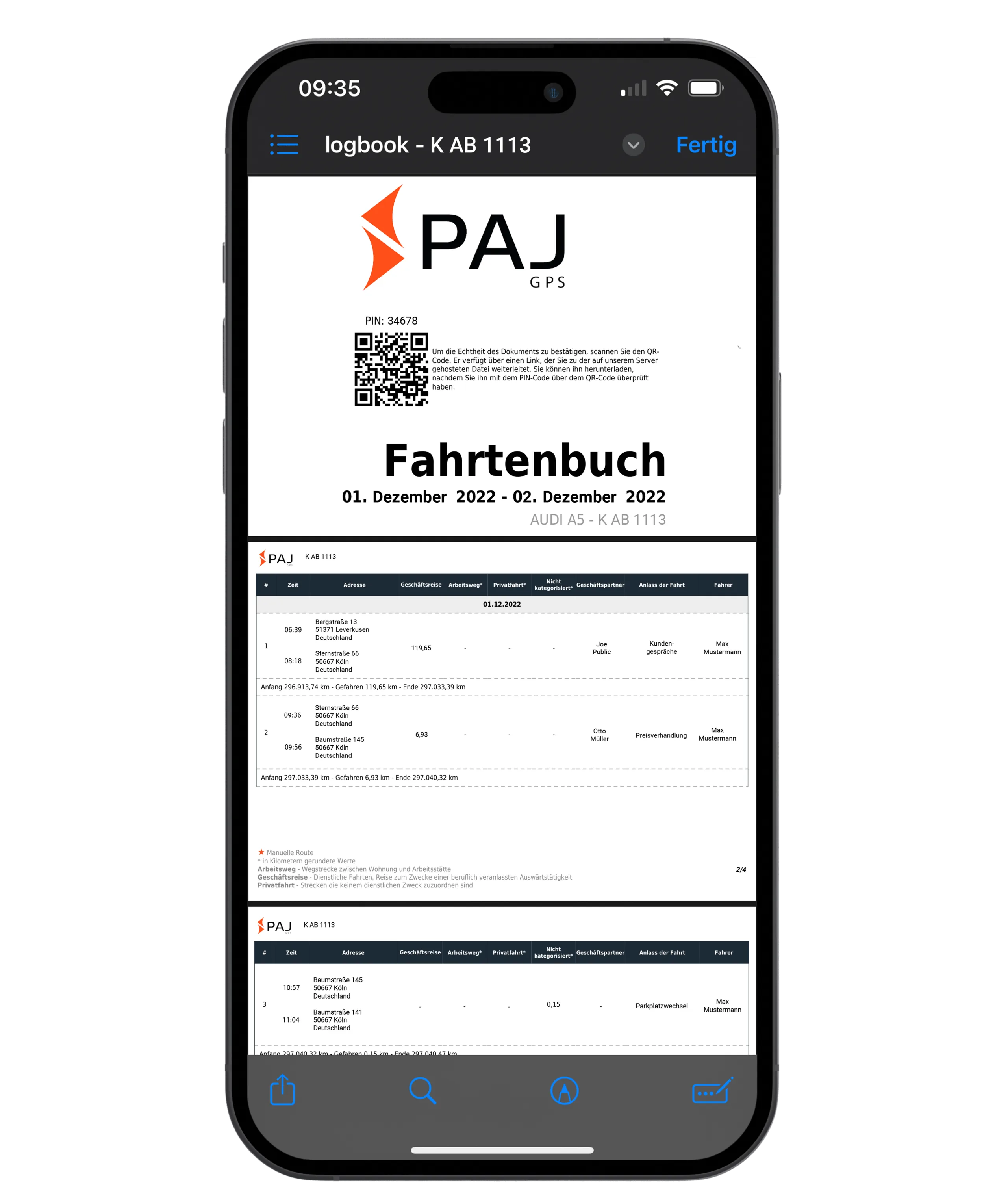 Titelbild Muster Report Fahrtenbuch Mockup