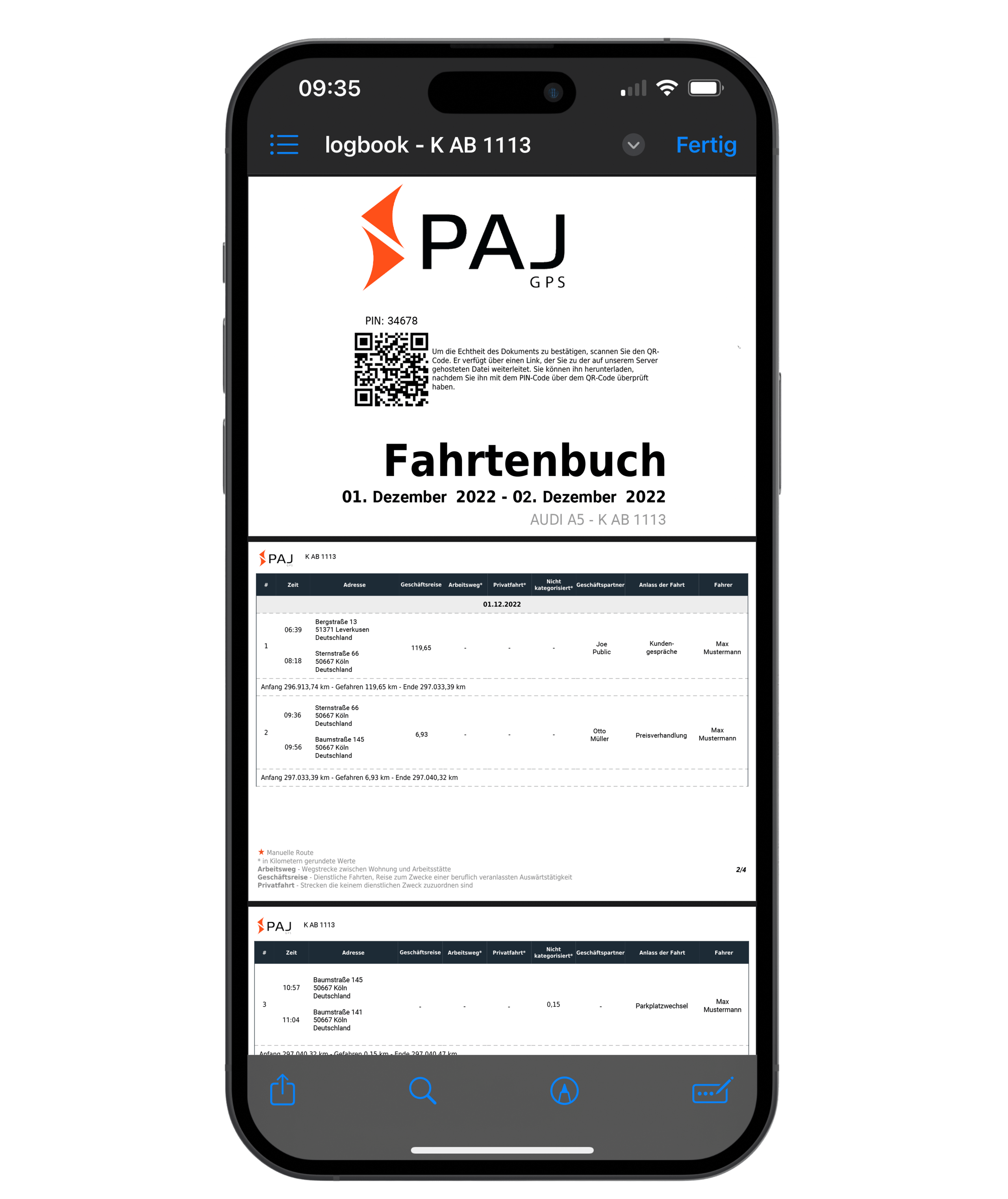 Titelbild Muster Report Fahrtenbuch Mockup