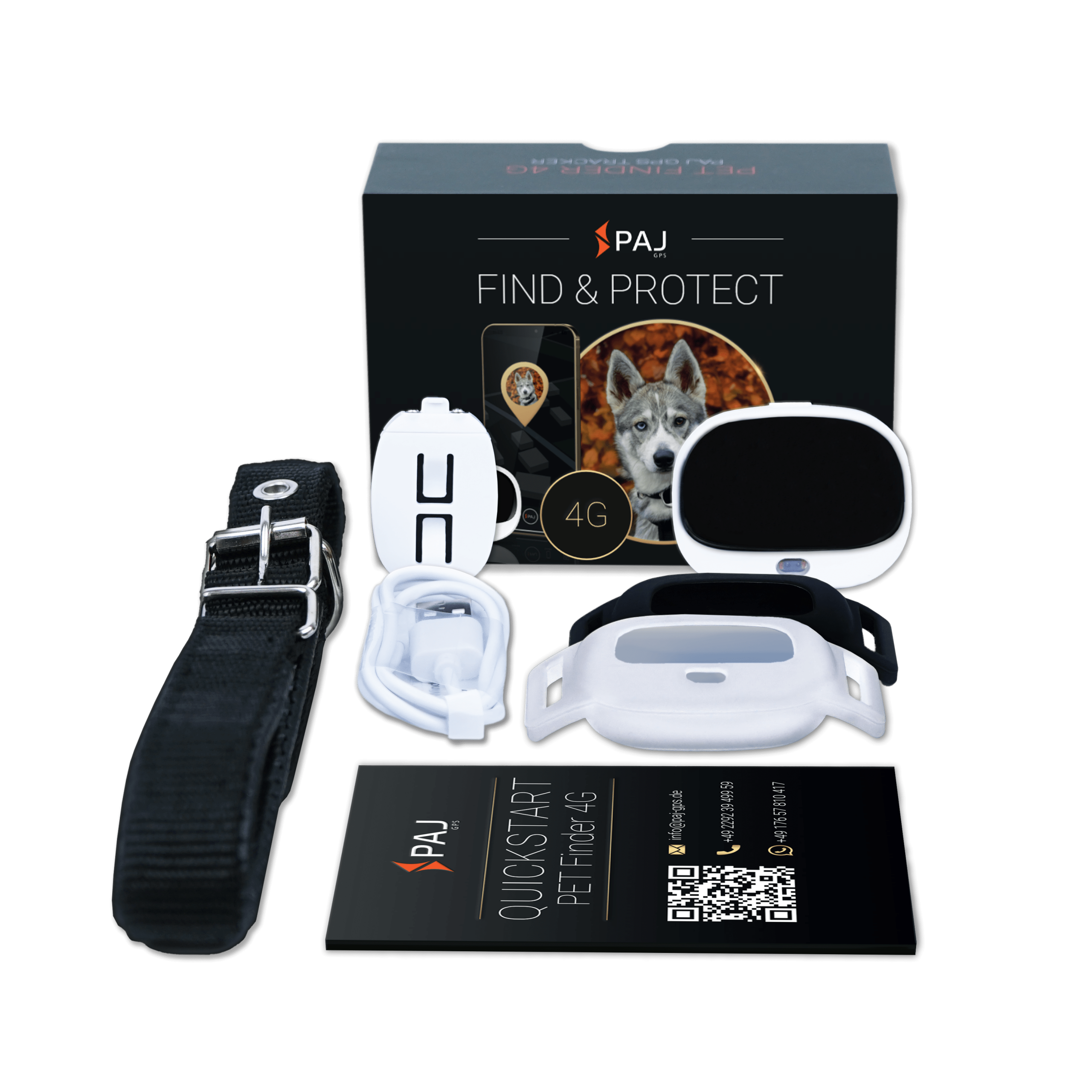 Lieferumfang PET FInder 4G weiß PAJ GPS Tracker