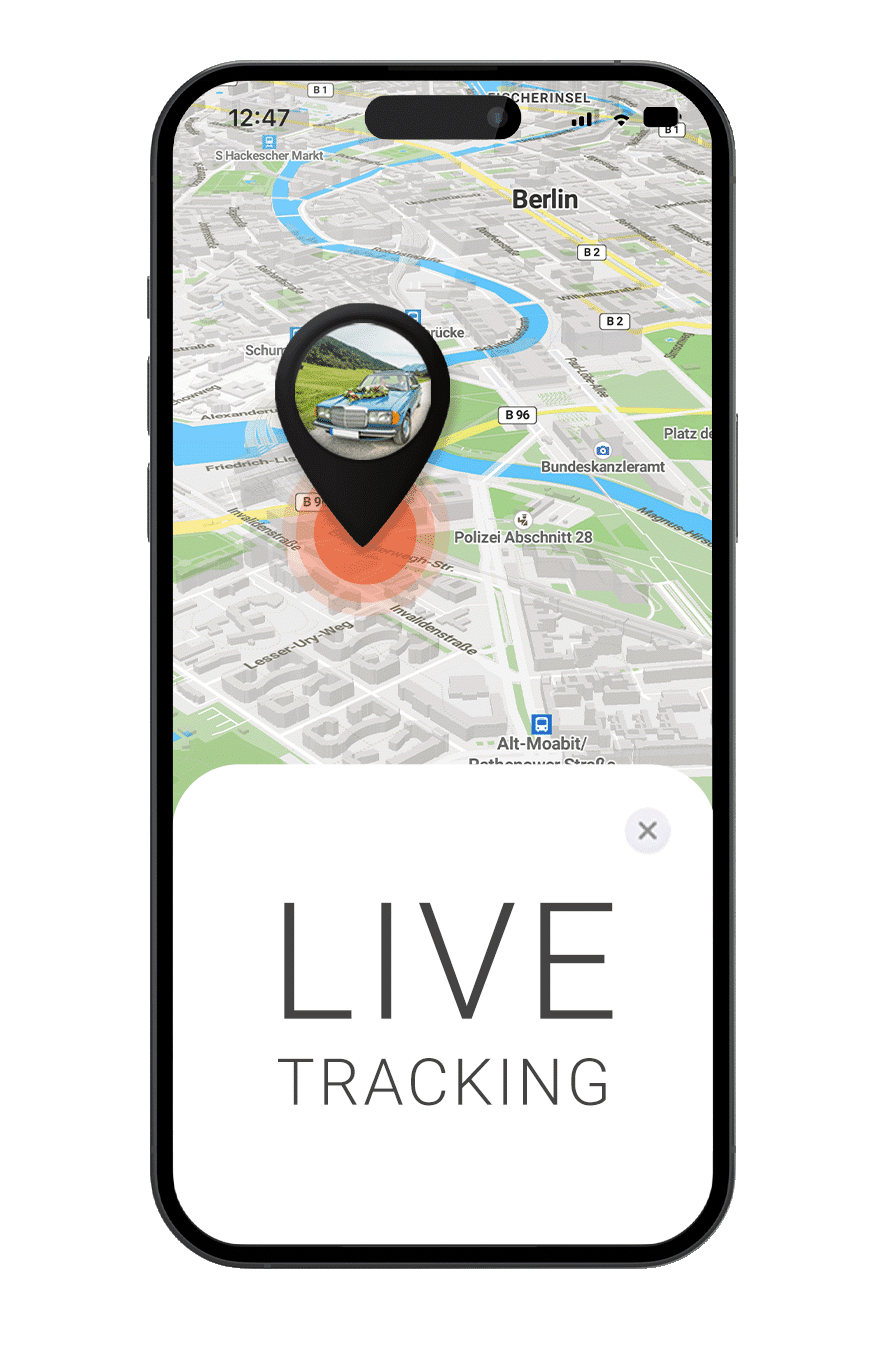 Mockup PAJ FINDER Portal App LIVE Tracking für Oldtimer
