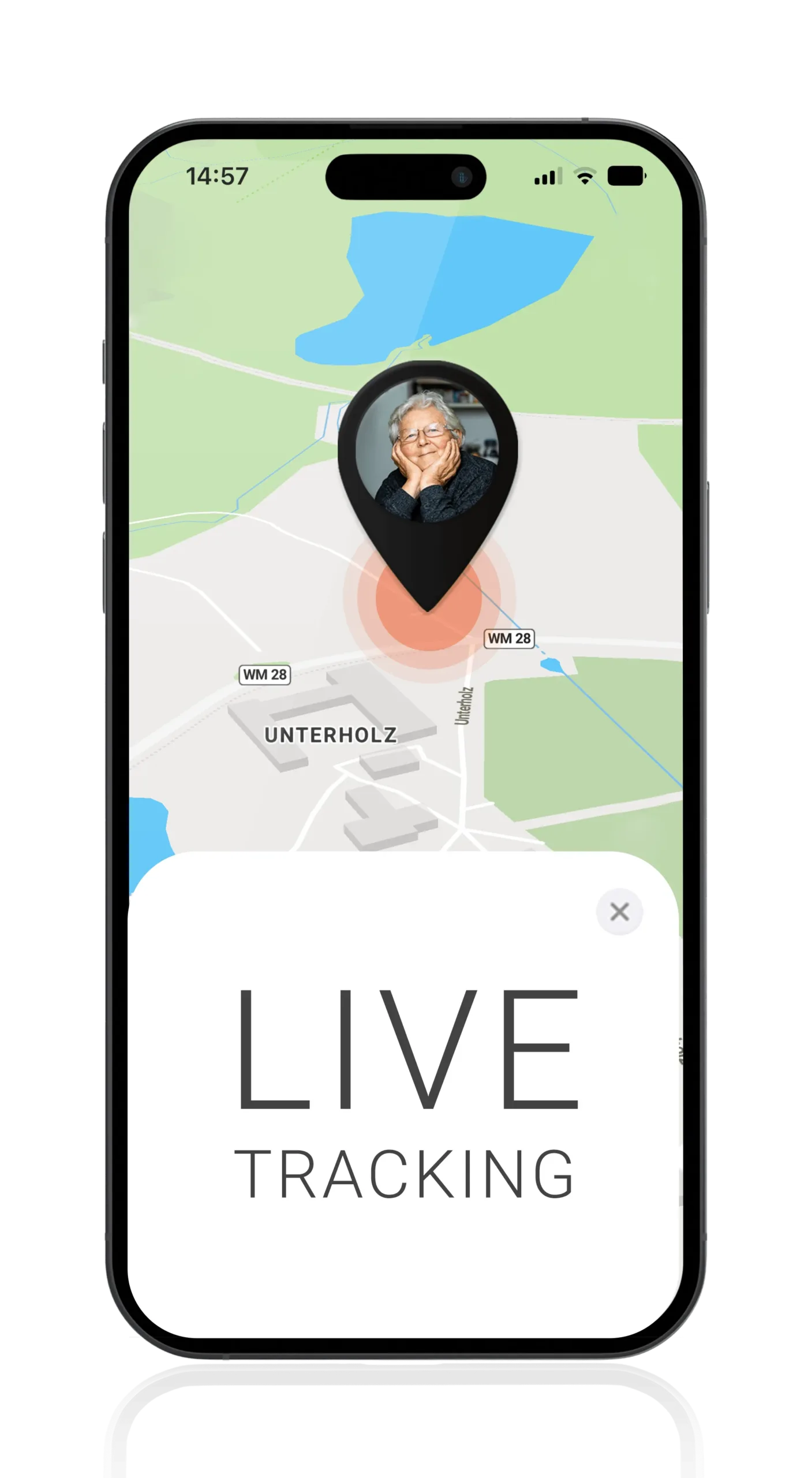 Mockup PAJ FINDER Portal App LIVE Tracking für Senioren