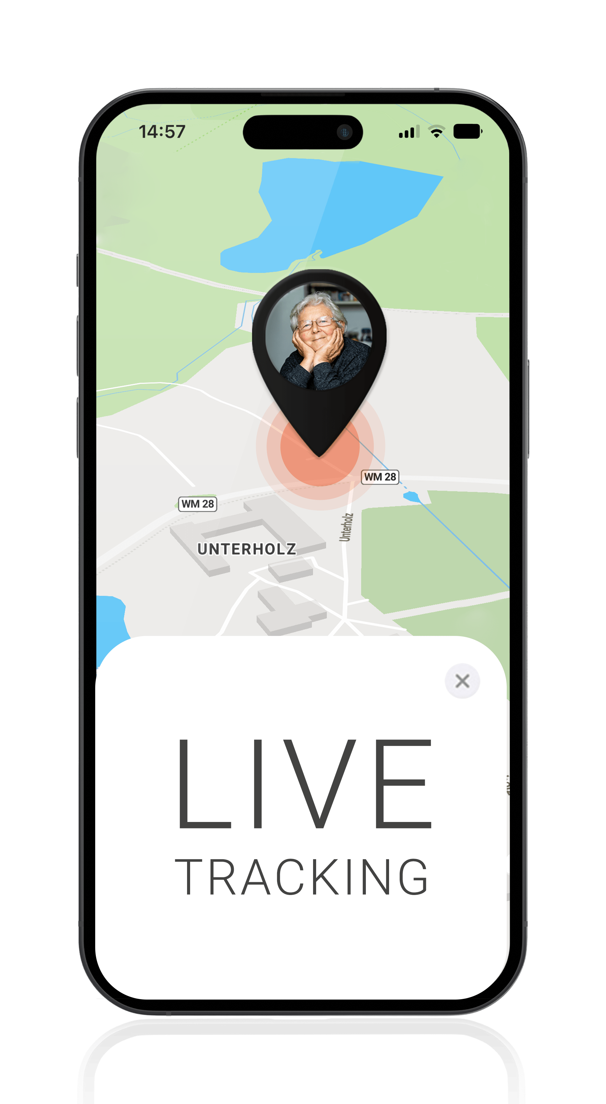 Mockup PAJ FINDER Portal App LIVE Tracking für Senioren