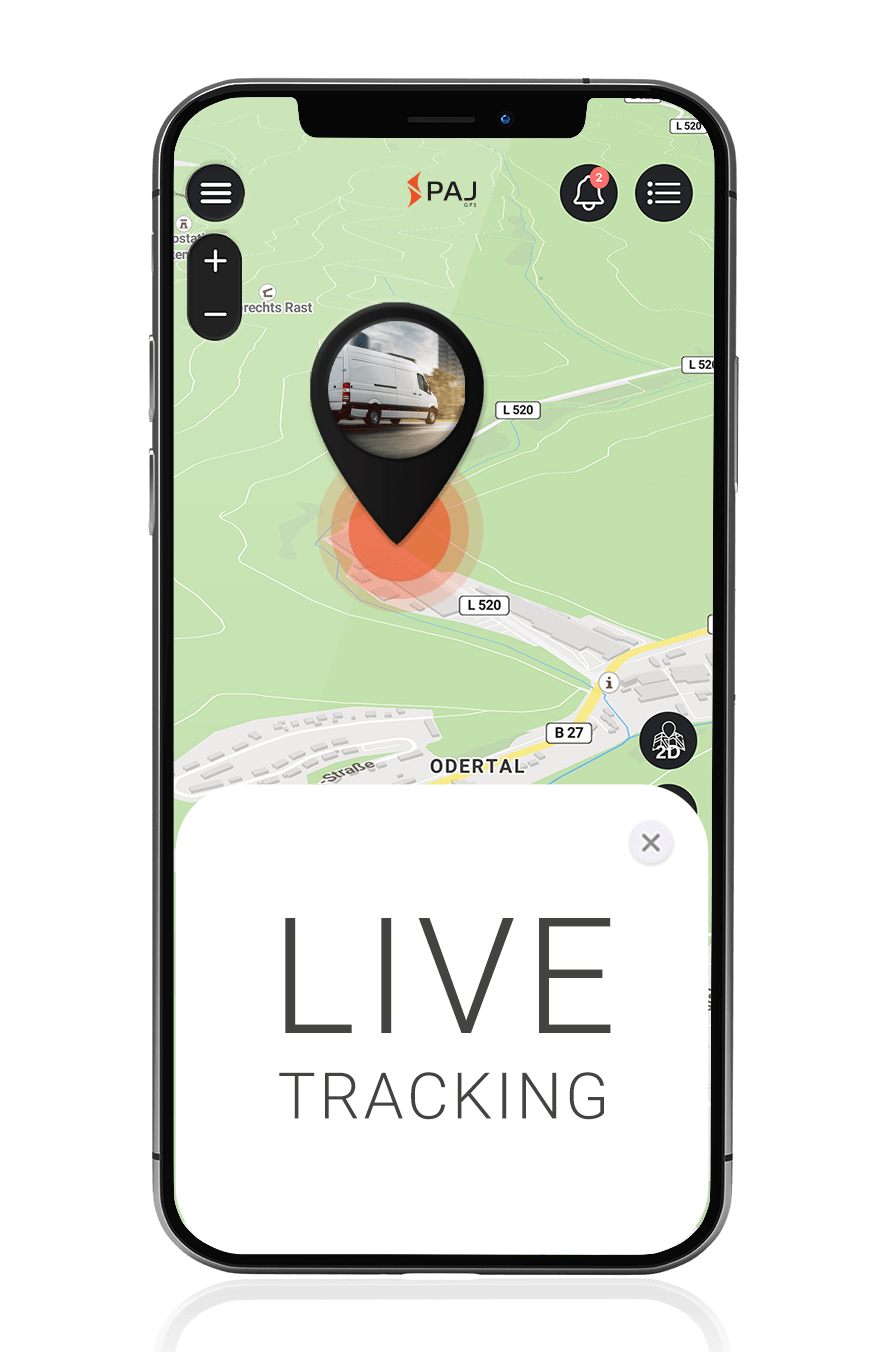 Mockup PAJ FINDER Portal App LIVE Tracking für Sprinter