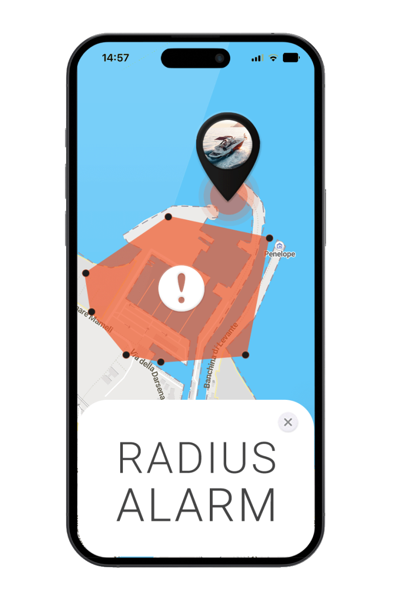 Mockup PAJ FINDER Portal App Radiusalarm für Boote