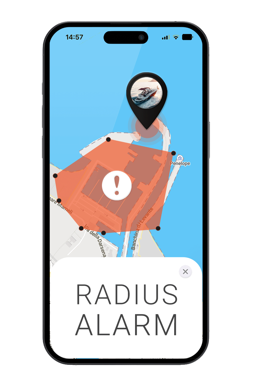 Mockup PAJ FINDER Portal App Radiusalarm für Boote