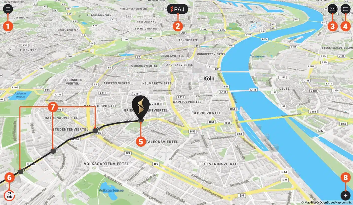 Bild der Karte aus der PAJ Finder-App