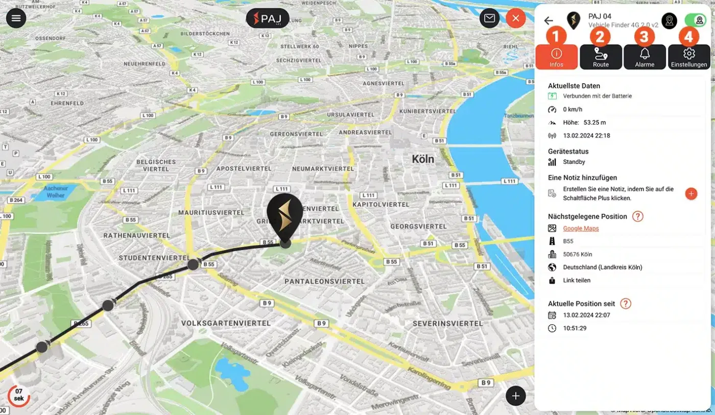 Bild der Karte im Portal GPS Finder
