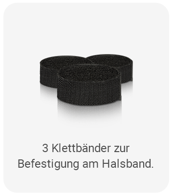 3 Klettbänder zur Befestigung am Halsband.