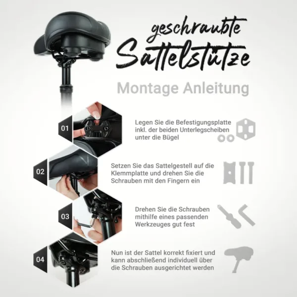 Montage geschraubte Sattelstütze EASY Finder 4G inkl. Fahrradsattel PAJ GPS Tracker