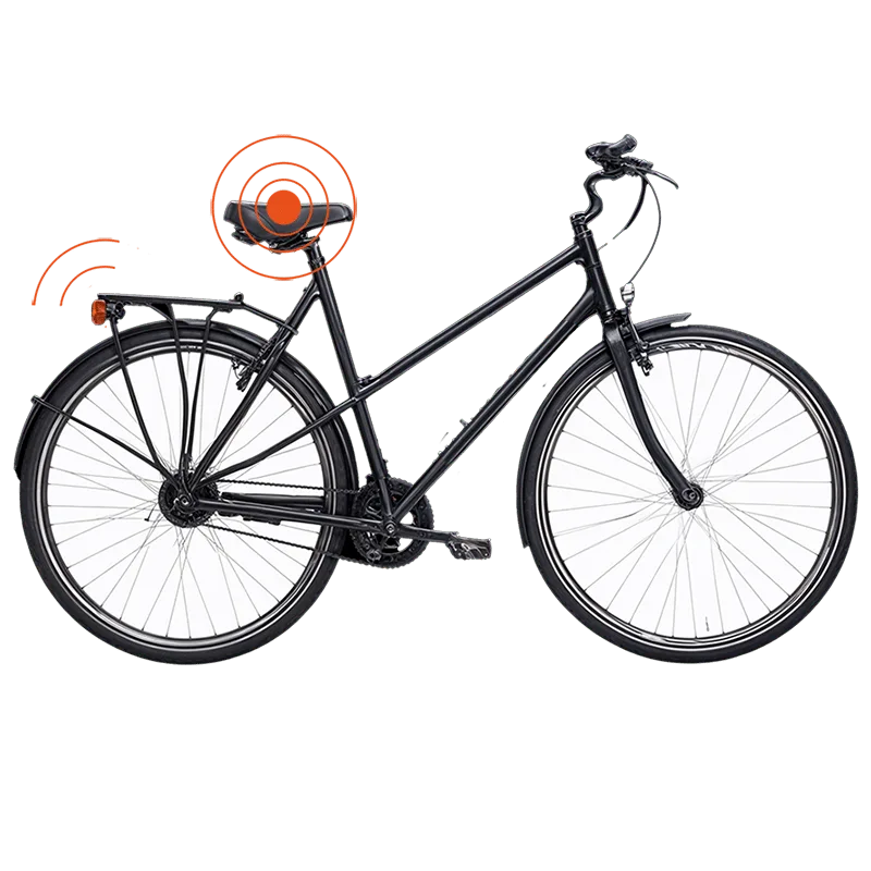 Bild eines Fahrrads, das den GPS-Tracker und dessen Standort zeigt