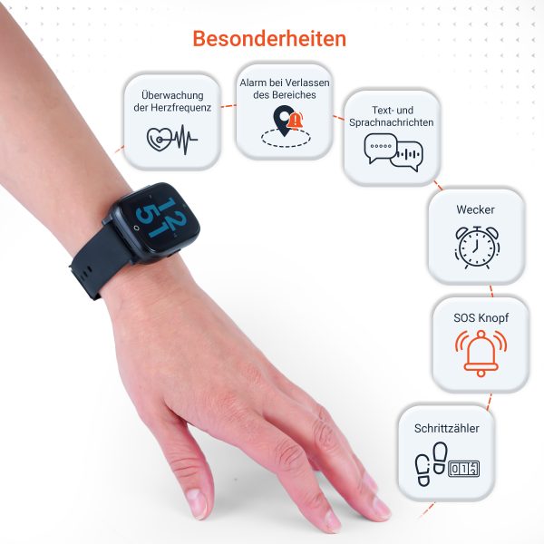 Weitere Eigenschaften wie Überwachung der Herzfrequenz, Textnachrichten, Schrittezähler und Wecker PAJ SMARTWATCH Finder 4G PAJ GPS Tracker