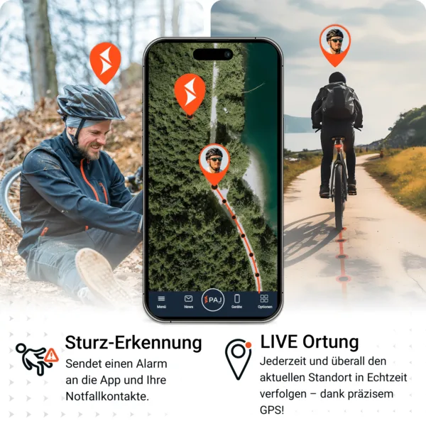 PAJ GPS Tracker: LED BICYCLE Finder 4G mit Sturzerkennung & Live Ortung