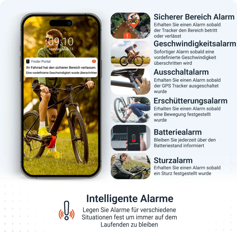 PAJ GPS Tracker: LED BICYCLE Finder 4G Alarme