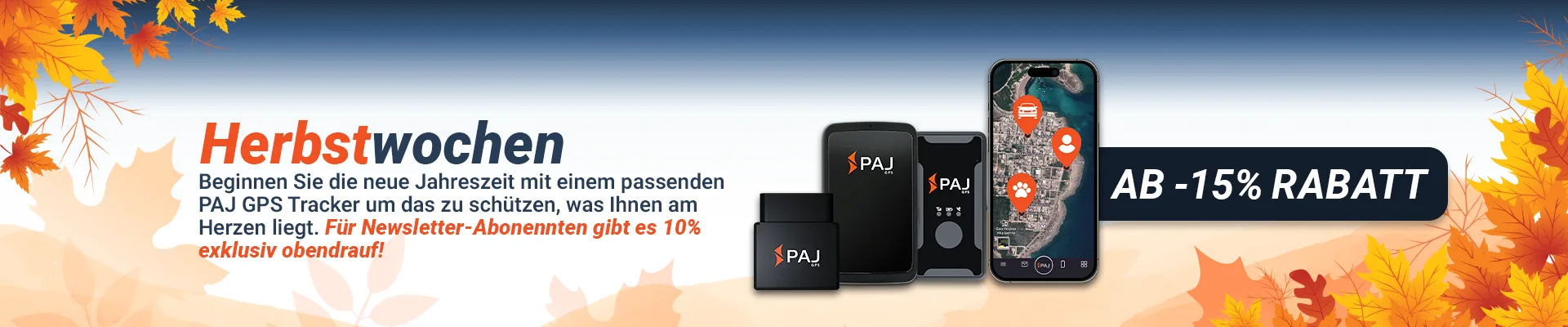 Herbstwochen bei PAJ GPS: Ab 15% Rabatt auf alle PAJ GPS Tracker!