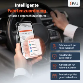 Intelligente Fahrtenzuordnung im elektronischen Fahrtenbuch von PAJ GPS – Fahrten per Klick als Privat- oder Dienstfahrt markieren, DSGVO-konform und gesetzeskonform