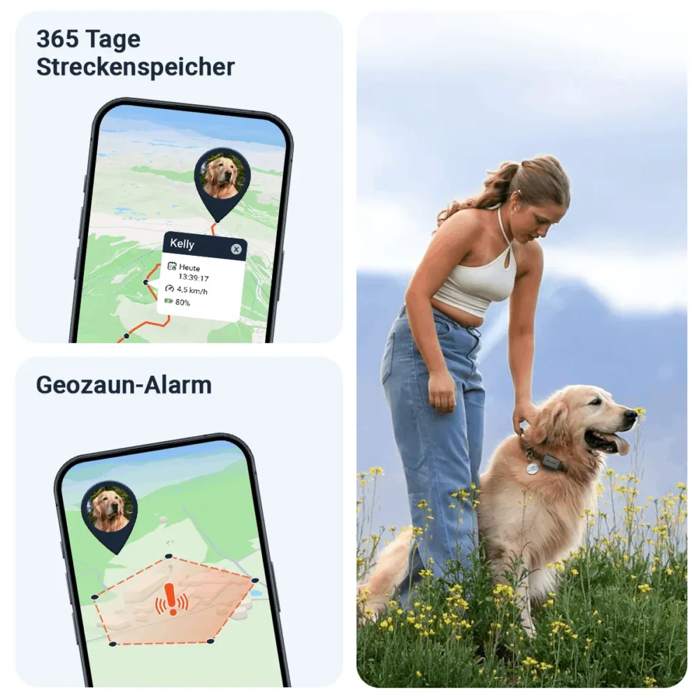 PET Finder 4G Mini: pettracker mit Geozaun & Route
