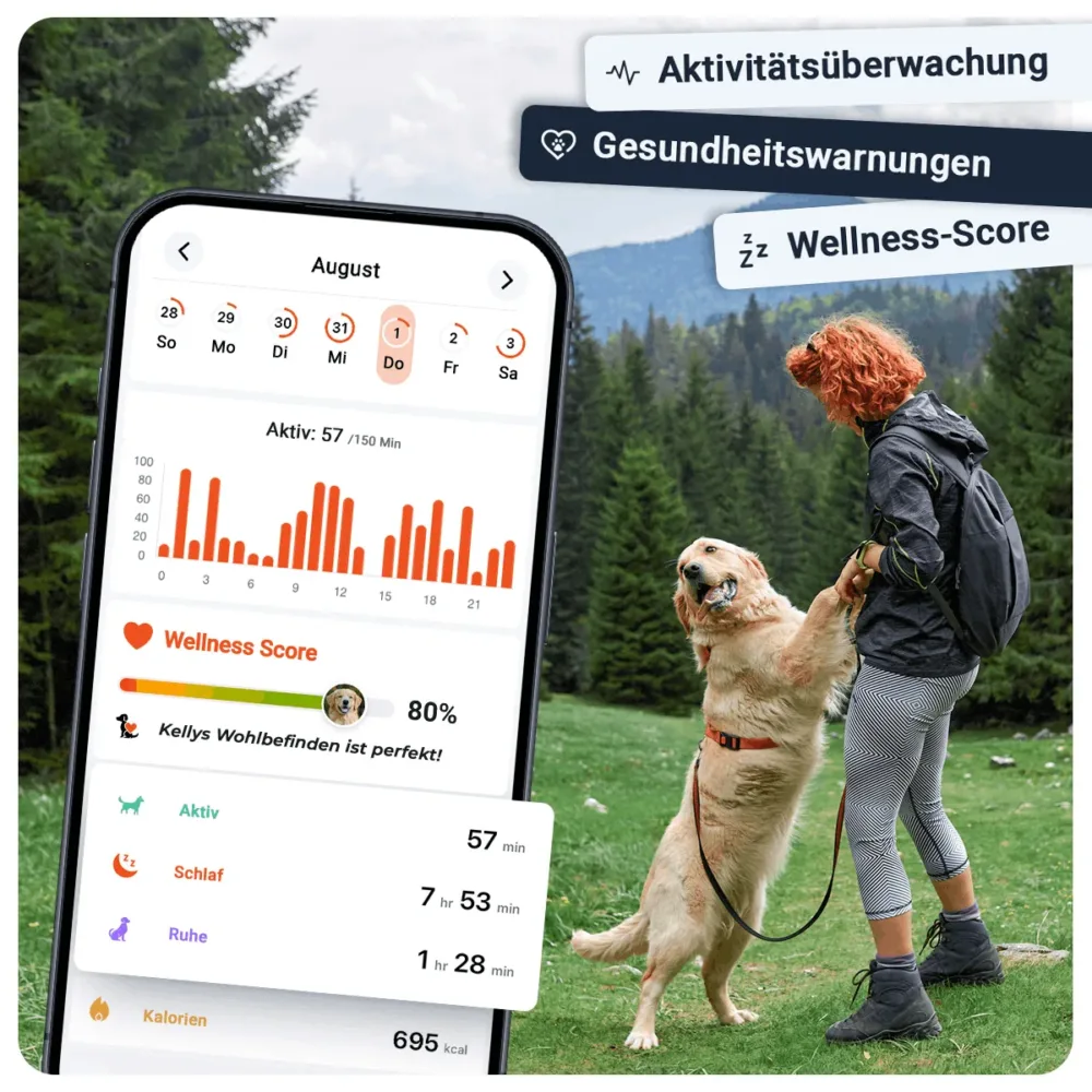 PET Finder 4G Mini: pettracker mit Gesundheits- & Aktivitätsmonitoring