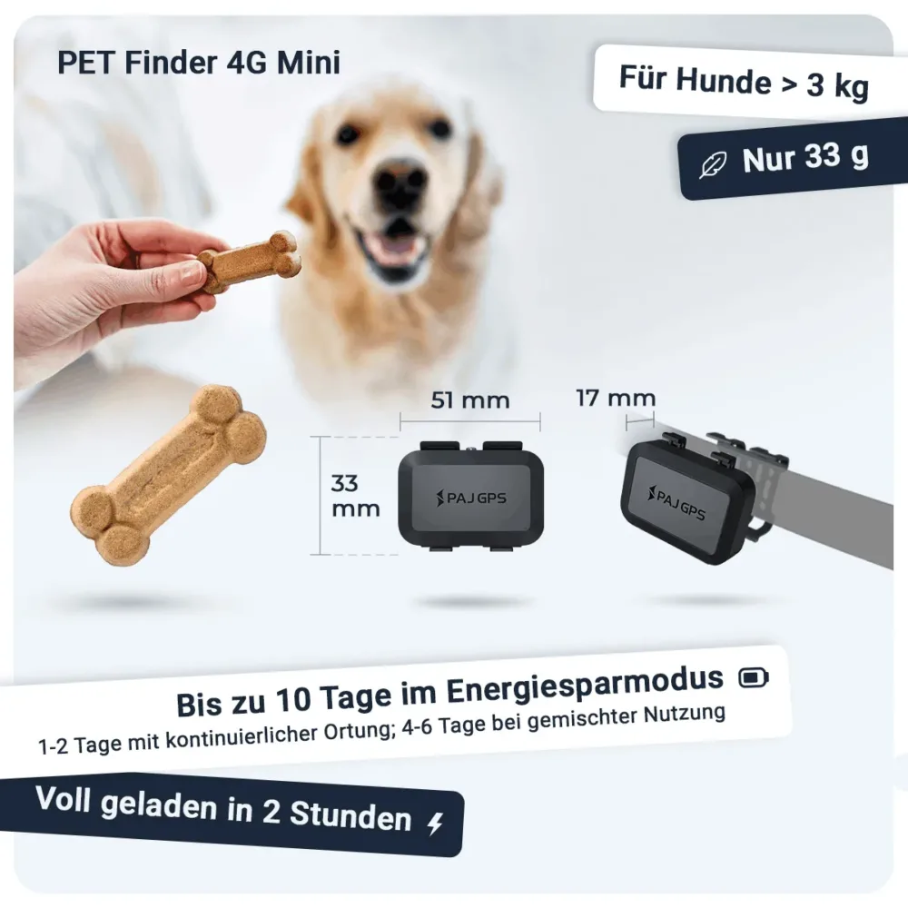 PET Finder 4G Mini: PAJ GPS Tracker für Hunde Maße