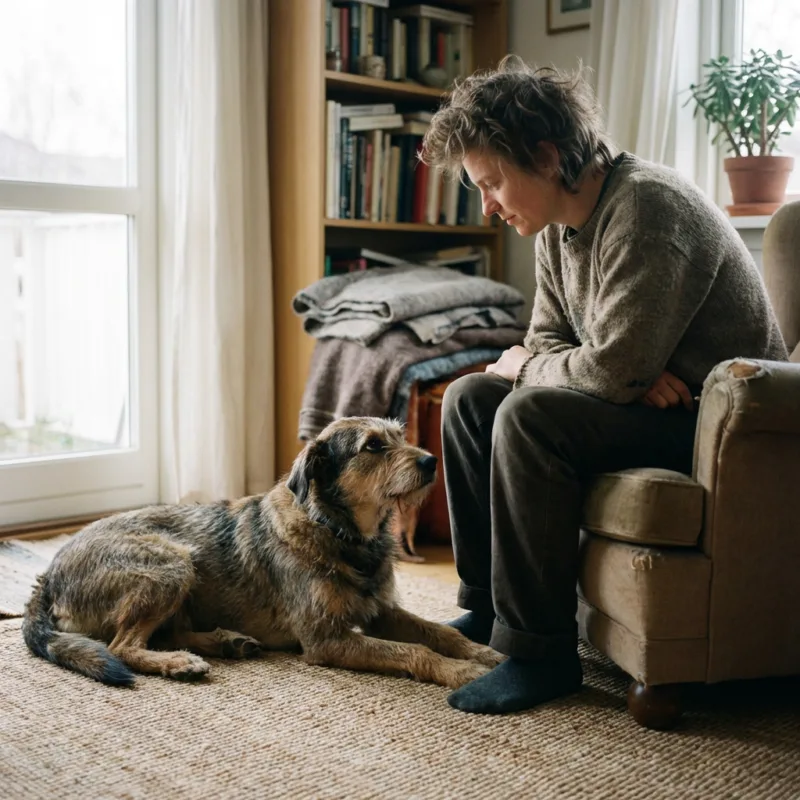 Mensch und Hund im ruhigen Blickkontakt – soziale Bindung zwischen Hund und Mensch