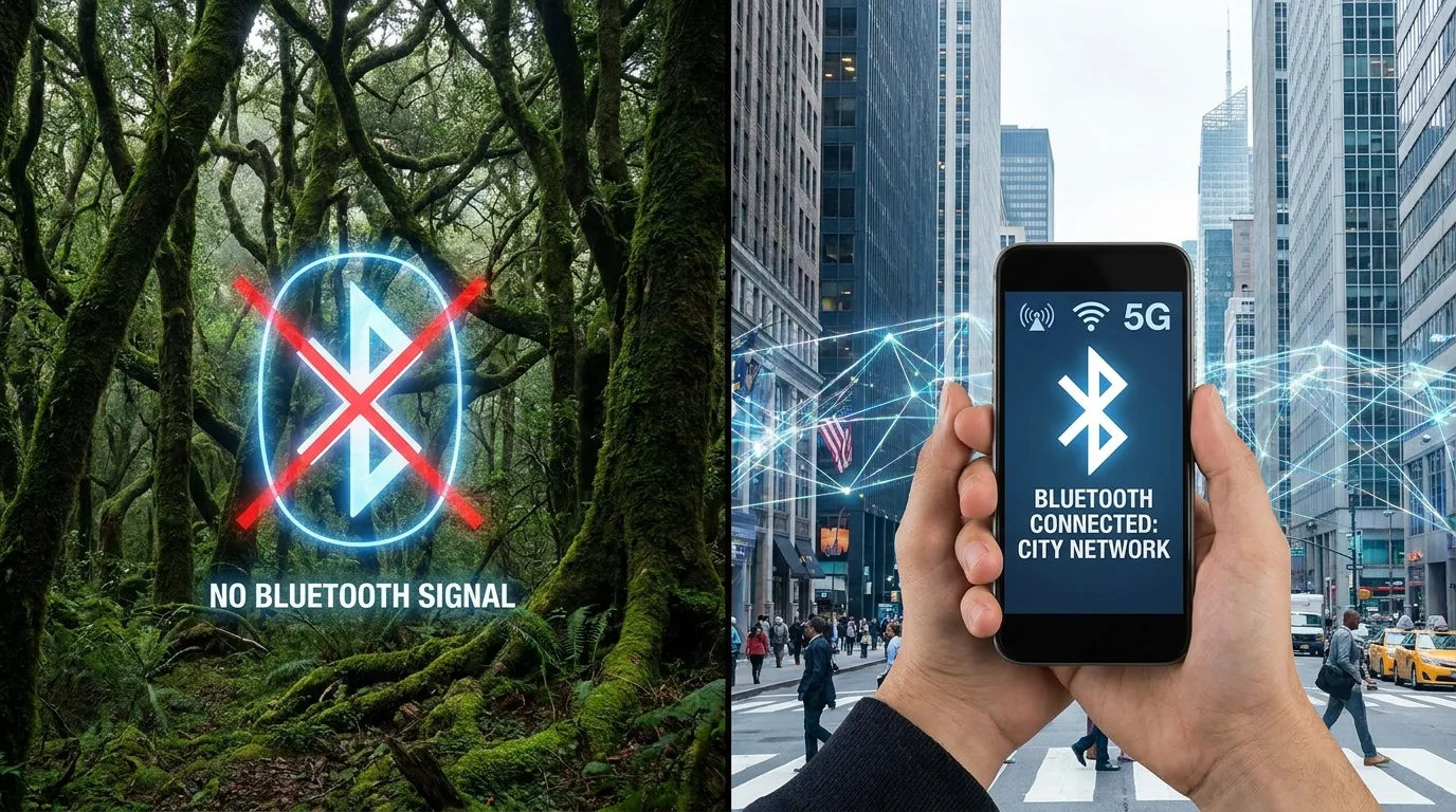Infografik Bluetooth vs GPS Reichweite Hund
