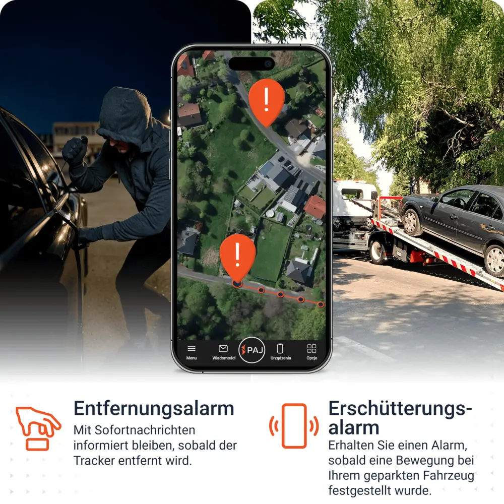 Alarmfunktionen: POWER Finder 4G 2.0 PAJ GPS Tracker